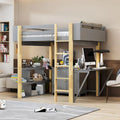 Estructura de cama alta moderna de madera de pino bicolor con escalera integrada