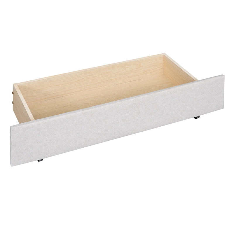 Estructura de cama plataforma moderna tapizada de lino con cabecero acolchado geométrico
