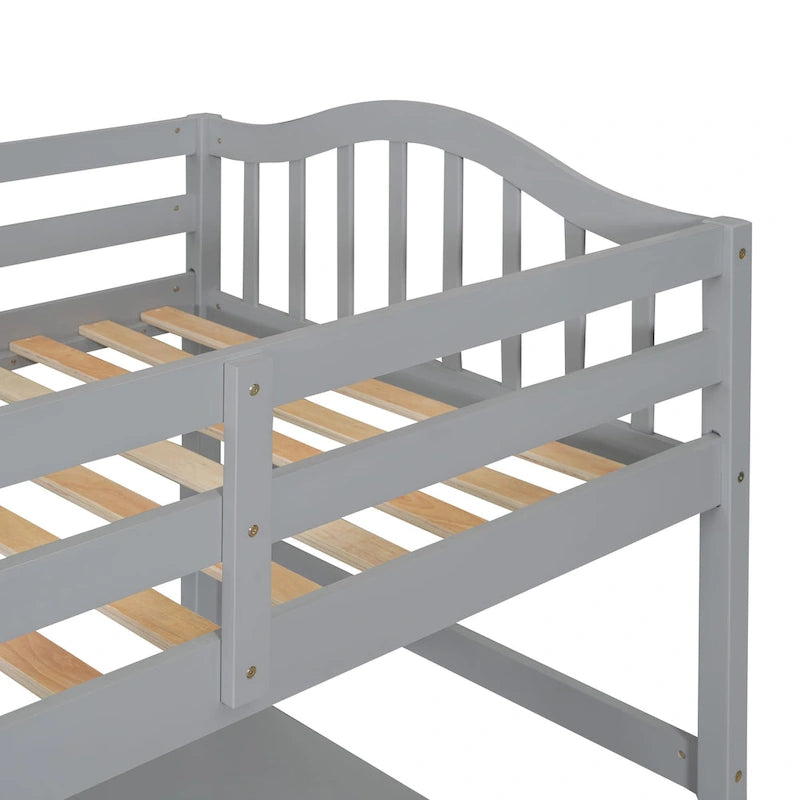 Cama alta tipo loft clásica de madera de pino con escritorio y almacenamiento integrados