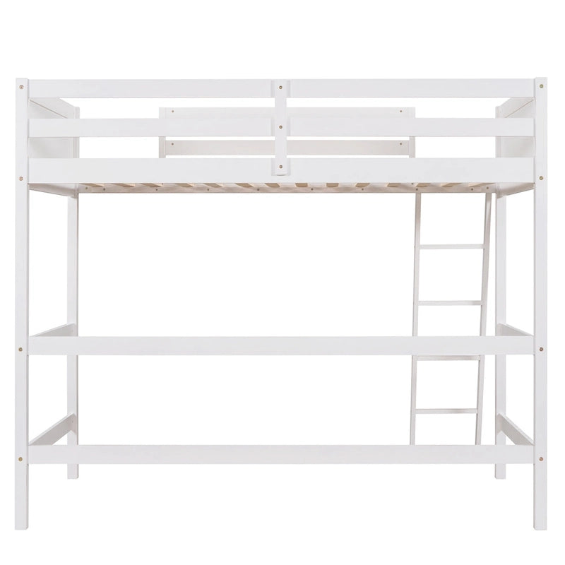 Estructura de cama alta moderna de madera de pino maciza con escalera inclinada