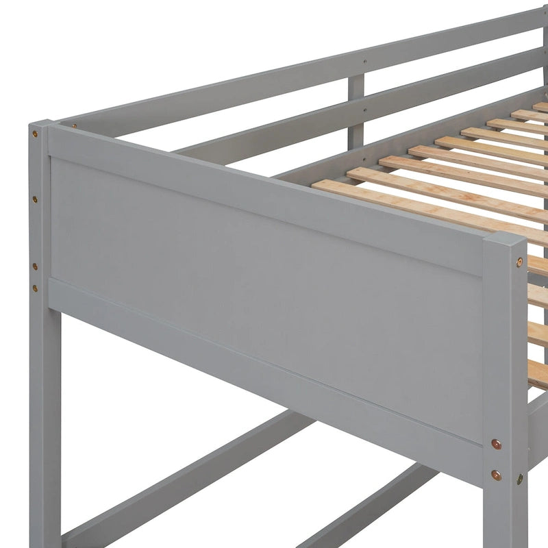 Estructura de cama alta moderna de madera de pino maciza con escalera inclinada